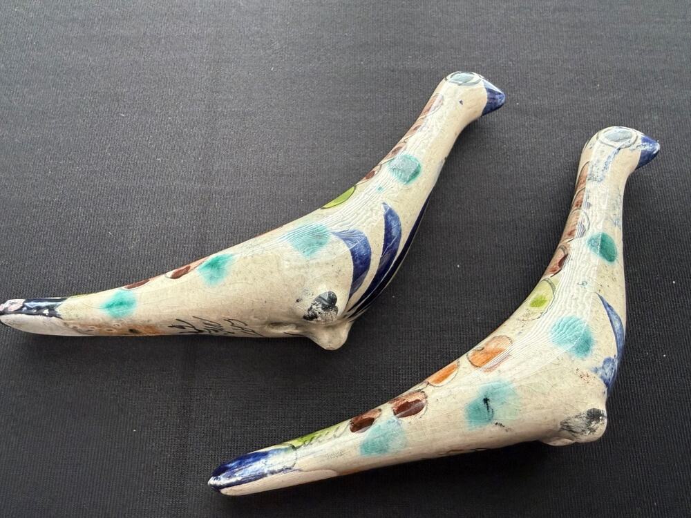 Vintage Mexican Tonala Folk Art Pottery Birds 3.5 Inches Tall